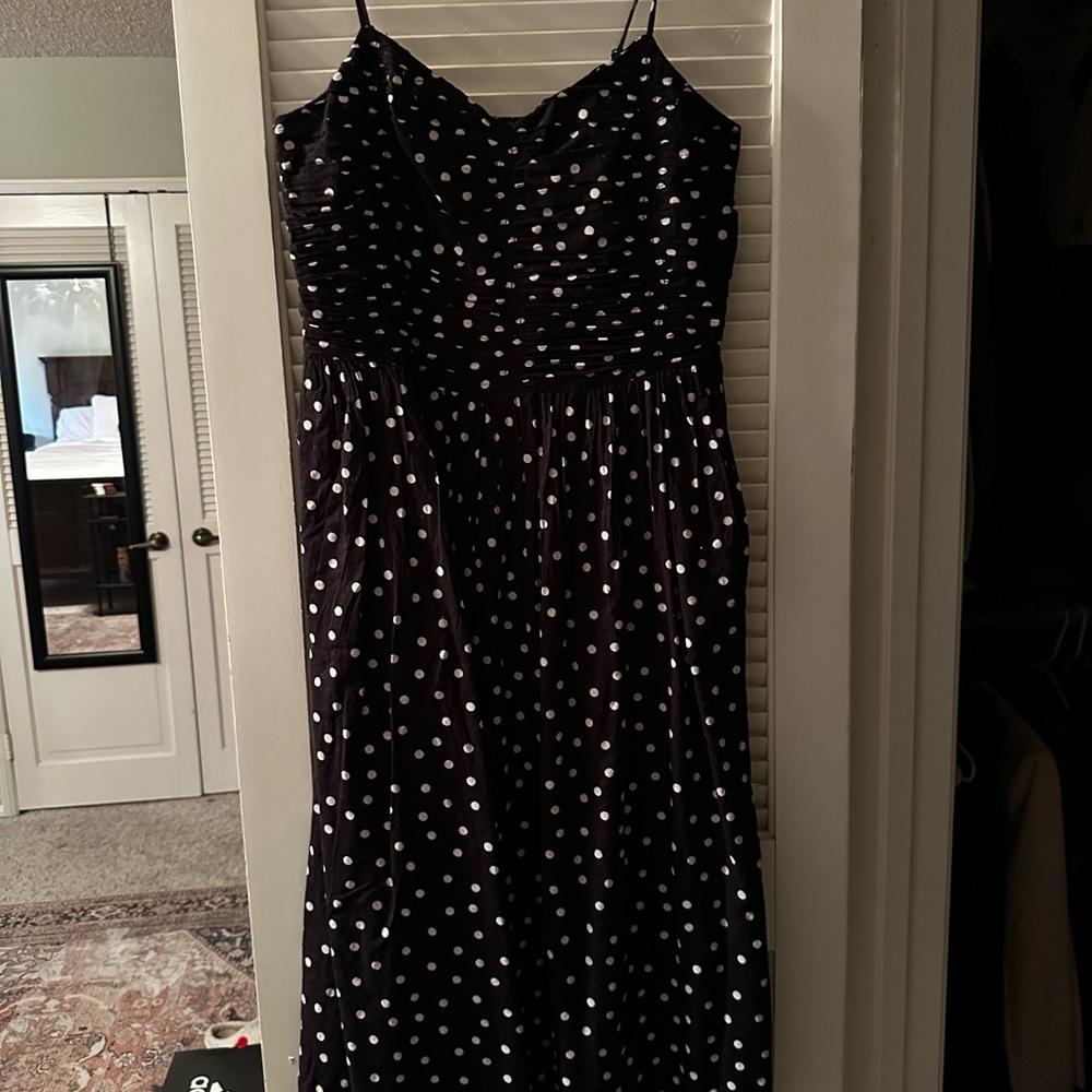 Chic Strapless Black and White Polka Dot Dress